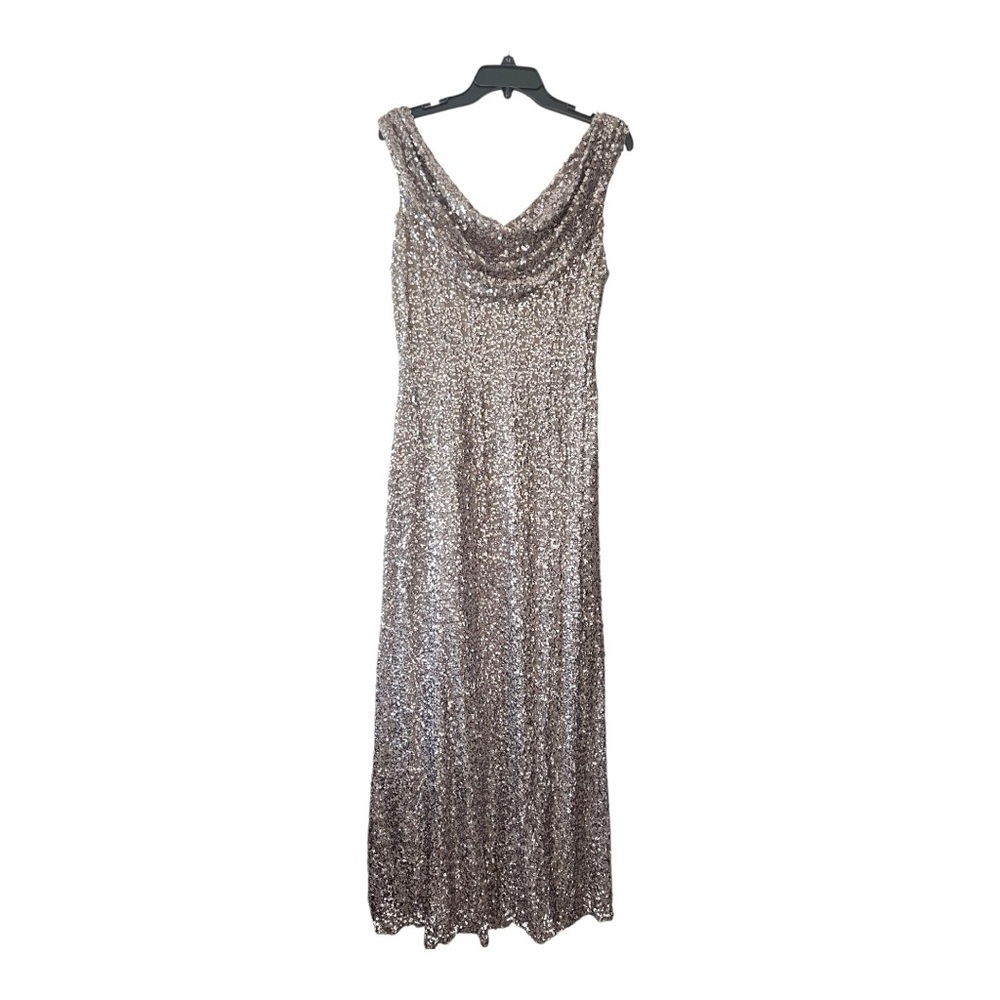 Cachet Elegant Sequin Sleeveless Evening Gown Silver Grey Size 12